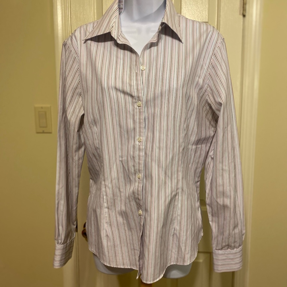Brooks Brothers - Woman’s striped cotton button-down shirt, Size: 12